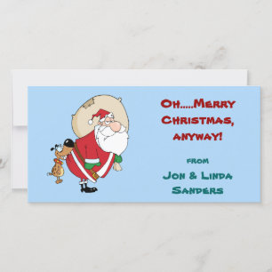 Dog Bites Santa Funny Christmas Photo Card Feestdagenkaart