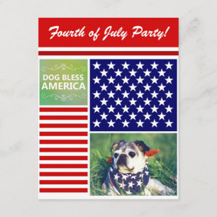 Dog Bless America Patriotic Kaart