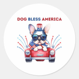 Dog Bless America Pun Ronde Sticker