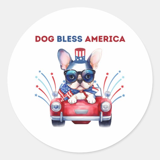 Dog Bless America Pun Ronde Sticker (Voorkant)