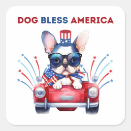 Dog Bless America Pun Square Sticker