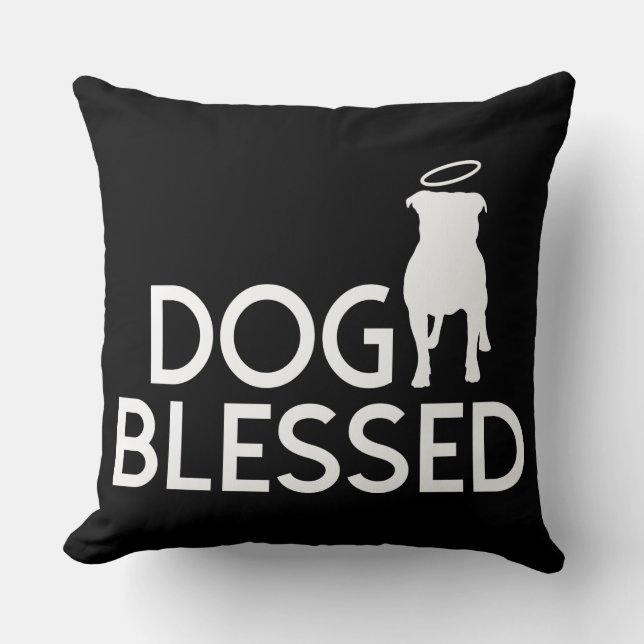 "Dog Blessed" Pit Bull Angel Sierkussen (Voorkant)