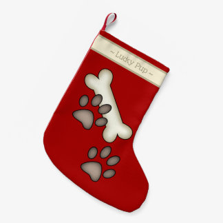 Dog Bone and Muddy Paw Print Kleine Kerstsok