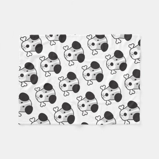 Dog & Bone Big Pattern Monochrome Fleece Deken (Voorkant (Horizontaal))