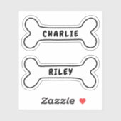 Dog bone gepersonaliseerde naam stickers (Vel)