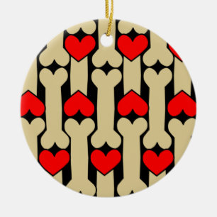 Dog Bone Hearts Keramisch Ornament