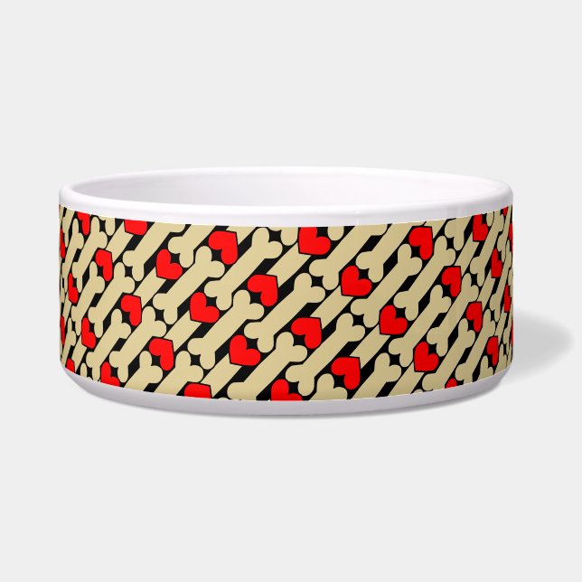 Dog Bone Hearts Voerbakje (Voorkant)