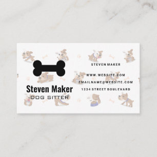 Dog Bone Logo Honden en bonenpatroon Visitekaartje