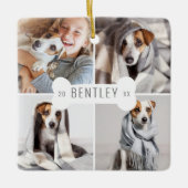 Dog Bone Modern Four Photo Pet Collage Keramisch Ornament (Voorkant)
