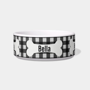 Dog Bone on Gingham Bowl Voerbakje