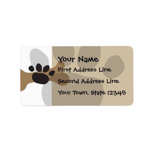 Dog Bone & Paw Print Etiket (Voorkant)