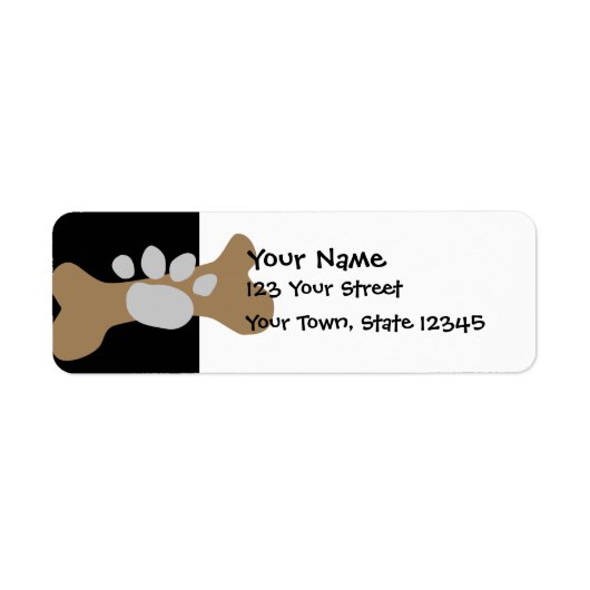 Dog Bone & Paw Print Etiket (Voorkant)