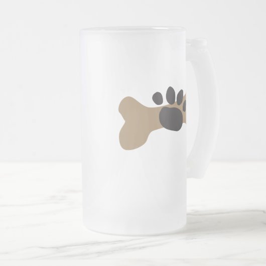 Dog Bone & Paw Print Matglas Bierpul (Voorkant rechts)