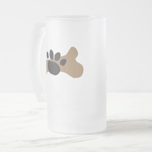 Dog Bone & Paw Print Matglas Bierpul (Voorkant links)