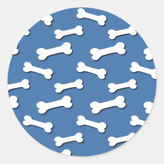 Dog Botten Patroon Blauwe Achtergrond V05 Ronde Sticker (Voorkant)