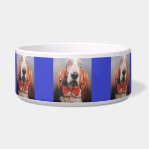 Dog Bowl Basset Hound Red Bow Stropdas Voerbakje