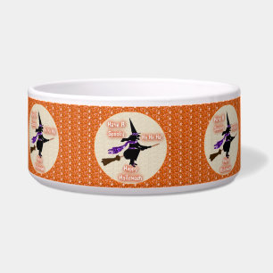 Dog Bowl Broom Stick Witch Voerbakje