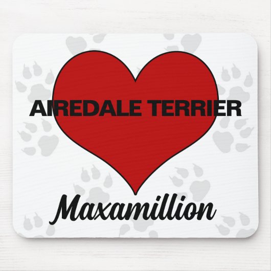 Dog Breed Red Heart with Name Muismat (Voorkant)