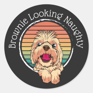 Dog Brownie zien Naughty Ronde Sticker
