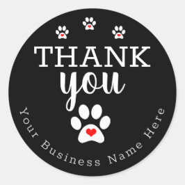 Dog Business, Dog Paw Print Dank u Stickers