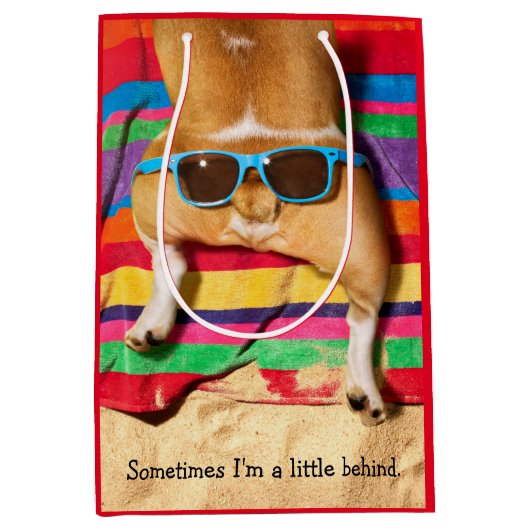 Dog Butt met zonnebril Medium Cadeauzakje (Voorkant)