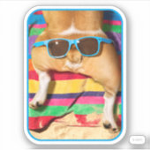 Dog Butt met zonnebril Sticker (Voorkant)