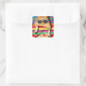 Dog Butt met zonnebril Vierkante Sticker (Tas)