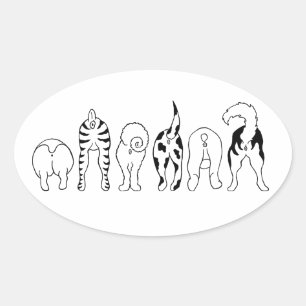 Dog Butts Ovale Sticker