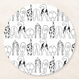 Dog Butts Pattern Ronde Kartonnen Onderzetter