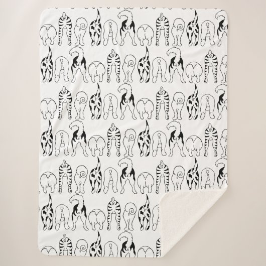Dog Butts Pattern Sherpa Deken (Voorkant)