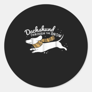 Dog Cadeau Dachshund door de sneeuw Ronde Sticker