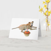 Dog Cake Verjaardag Kaart (Gele Bloem)