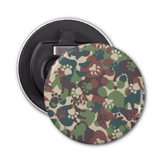 Dog Camouflage Pattern Button Flesopener (Voorkant)