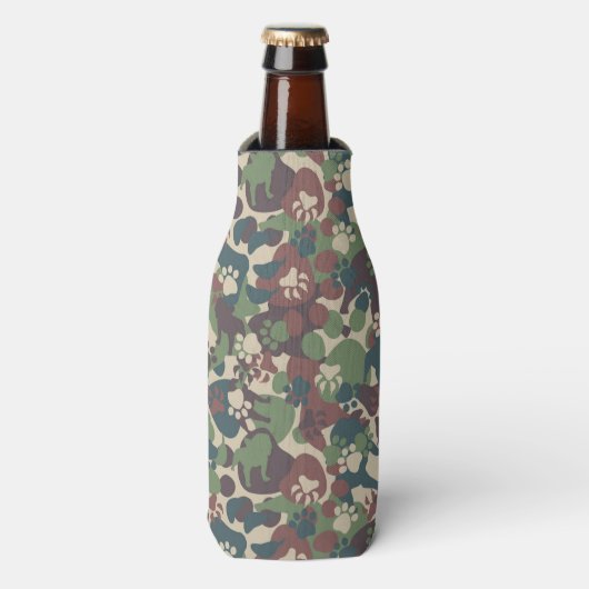 Dog Camouflage Pattern Flesjeskoeler (Fles Voorkant)