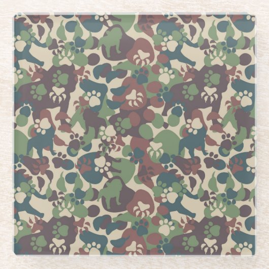 Dog Camouflage Pattern Glazen Onderzetter (Voorkant)