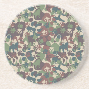 Dog Camouflage Pattern Zandsteen Onderzetter