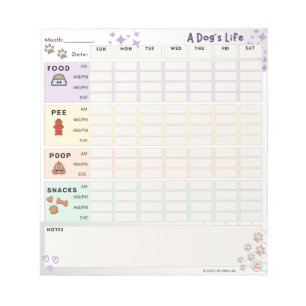Dog Care Tracker-laptop: eten, badkamer en nog vee Notitieblok