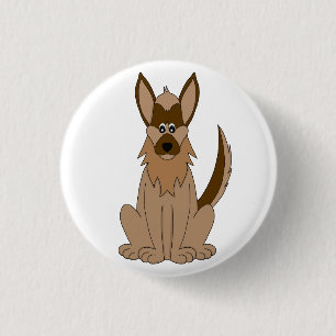 Dog Cartoon Amazing German Shepherd Ronde Button 3,2 Cm