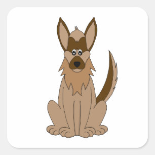 Dog Cartoon Amazing German Shepherd Vierkante Sticker