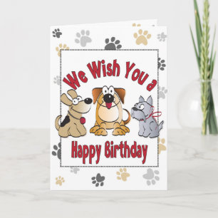 Dog Cartoon Happy Birthday Kaart