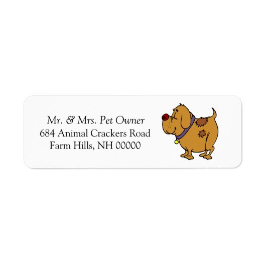 Dog Cartoon Return Address Mail Labkers Etiket (Voorkant)