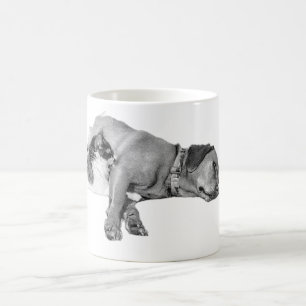 Dog & Cat Cuddling Monochrome Art Mok