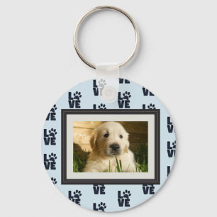 Dog Cat Love Paw Print Aangepaste foto Sleutelhanger