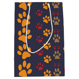 Dog & Cat Paw-afdrukken Ontwerp ~ bewerkbare achte Medium Cadeauzakje