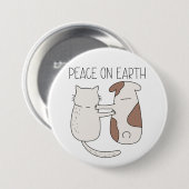 Dog Cat Peace on Earth Button (Voorkant /achterkant)