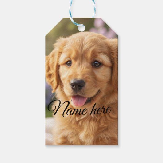 Dog cat pet name photo template simple minimal  cadeaulabel (Voorkant)