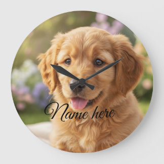 Dog cat pet name photo template simple minimal  grote klok