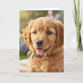 Dog cat pet name photo template simple minimal  kaart
