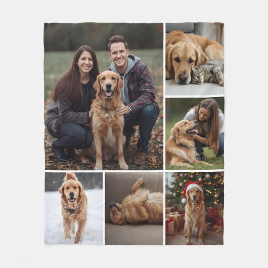 Dog Cat Picture Fleece Blanket Photo Collage Pets (Voorkant)