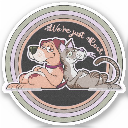 Dog Cat Relatie Sticker (Voorkant)